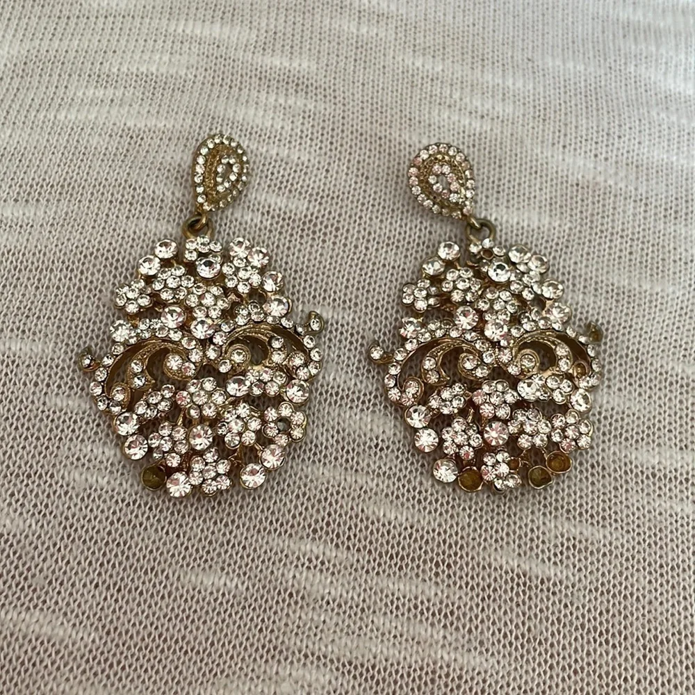 Dressy Earrings. Gold & Rhinestones